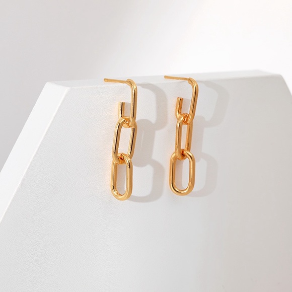 Gold link chains earrings - Picture 7 of 7